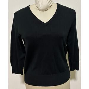 The Limited NWT Stretch Silk Black V-Neck Women’s Size Large Long Sleeve Sweater